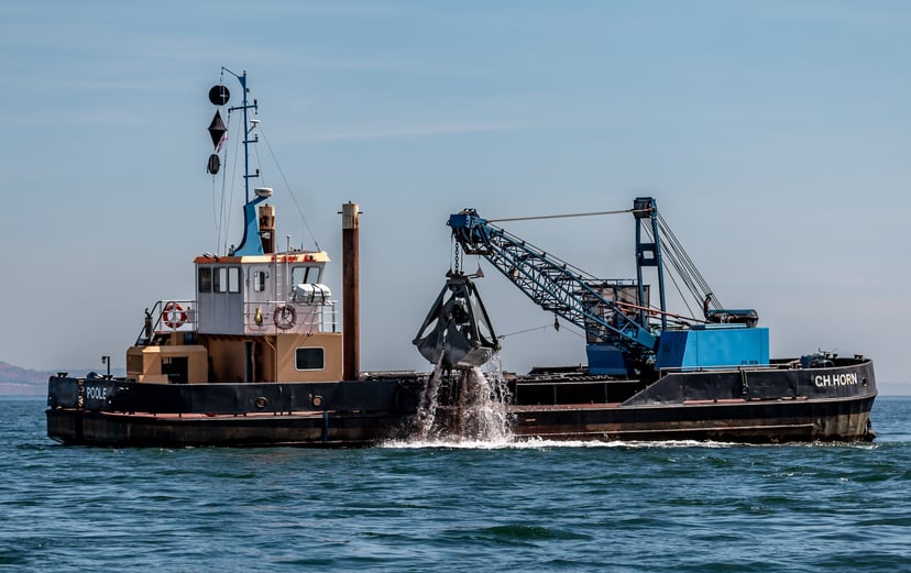 a dredger at work