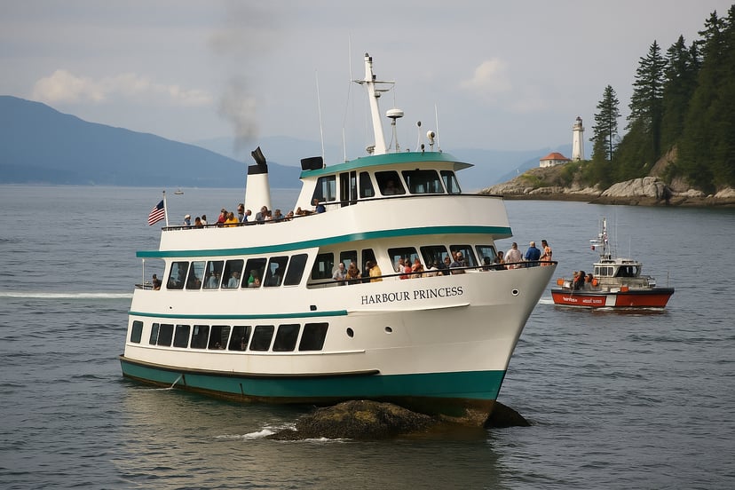 The Harbour Princess passenger ship being towed back to port