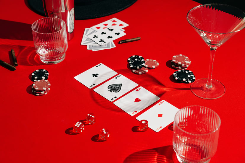 Four Aces on a card table in a casino