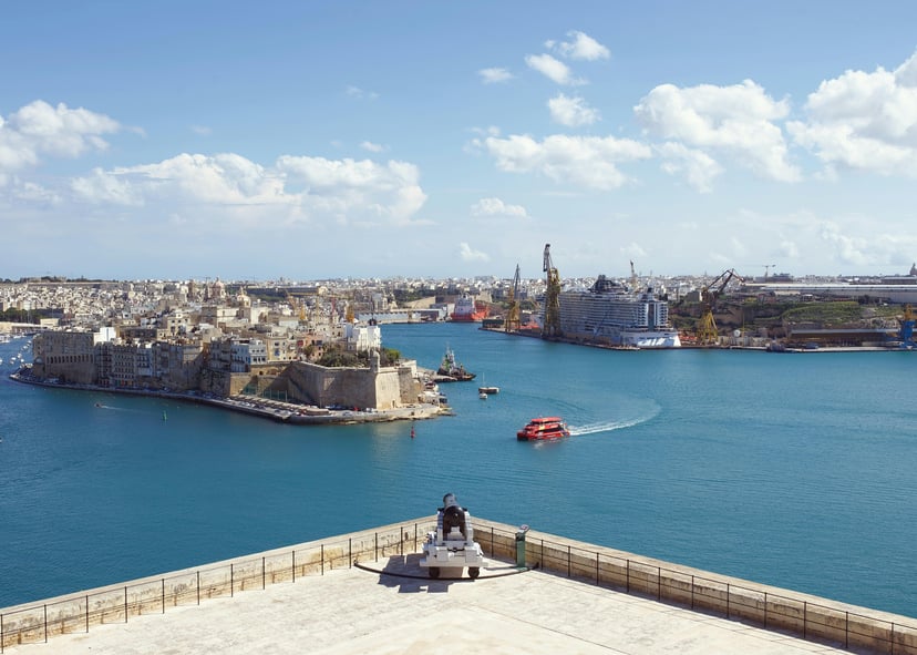 A view across Valetta Port in Malta