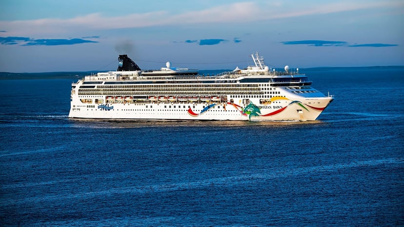 The Norwegian Dawn cruise ship at sea
