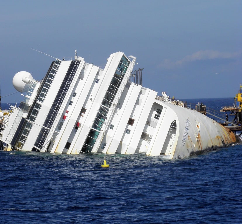 The capsized Costa Concordia