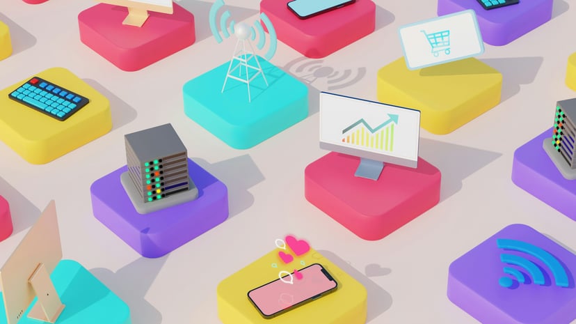 keyboard, shopping cart, cell phone and other items connected by the Internet of Things
