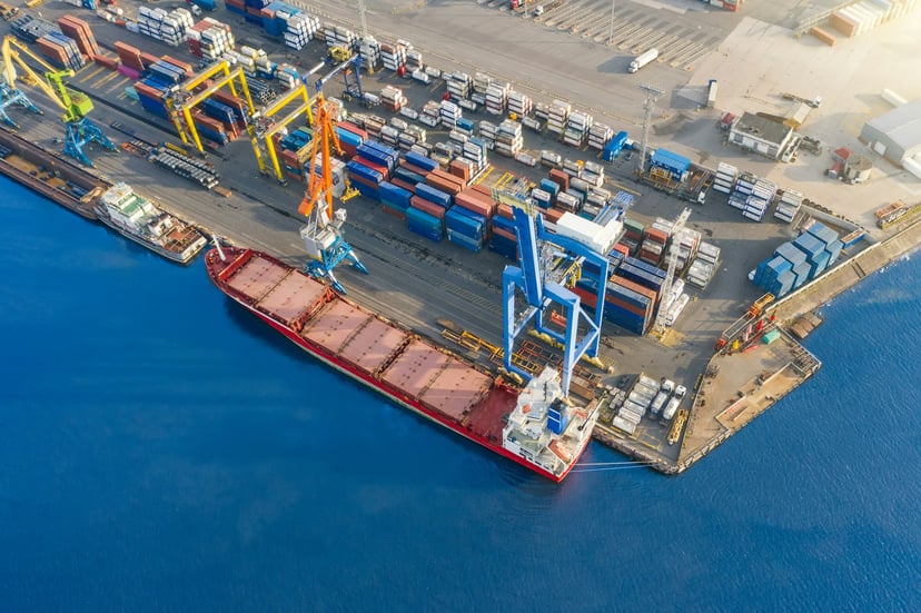 an aerial view of a container terminal