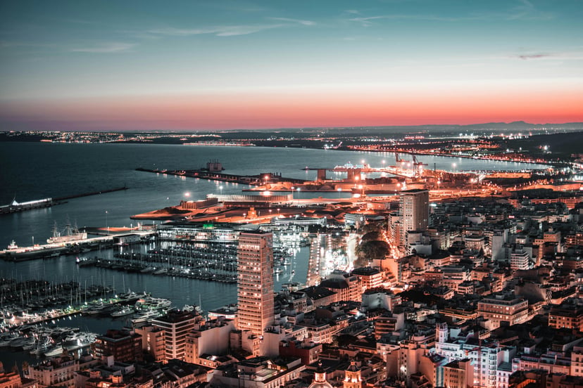 Alicante port at night