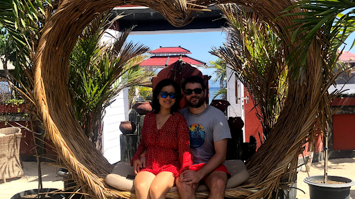 A smiling seafarer and his wife on vacation