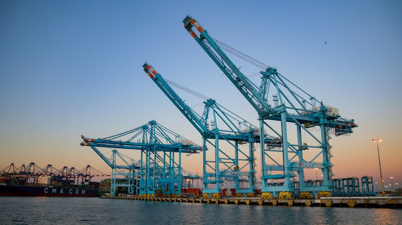 The port of Los Angeles at sundown