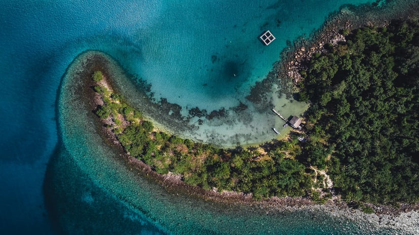 Aerial view of Trat's coastline, Thailand