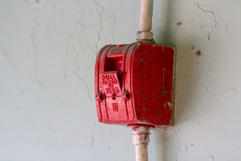 A fire alarm on a wall