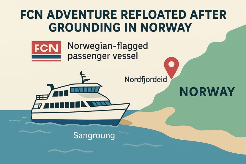 Image showing where the FCN Adventure ran aground in Norway