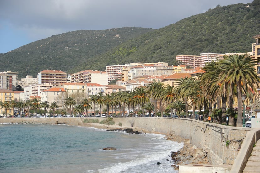 The beachfront in Ajaccio, Corsica