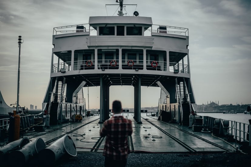 a car deck on a ferry
