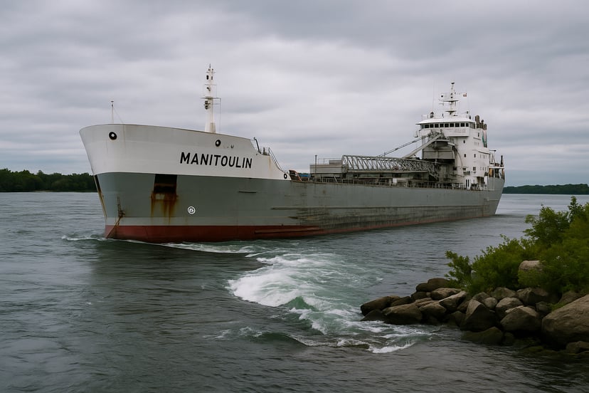 The Manitoulin bulk carrier run aground in the St Lawrence river