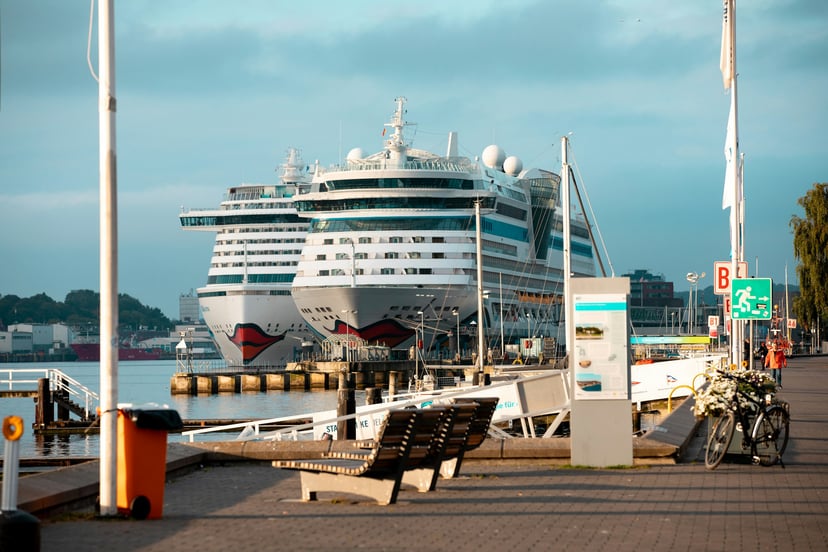 AIDA cruise ships side by side in a port