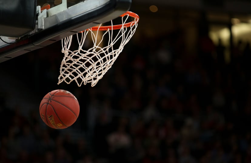 A basketball and net