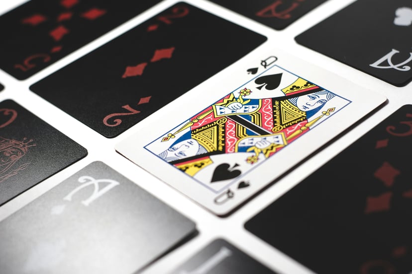 playing cards laid out to play Blackjack