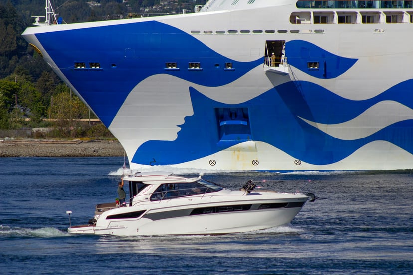 The bow of a Princess cruise ship showing the Princess logo