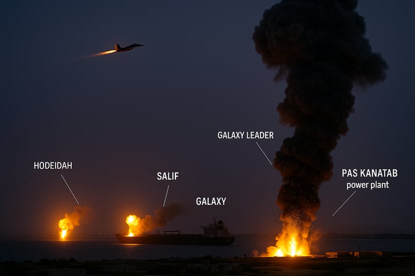 A map showing where the IDF's attacks took place