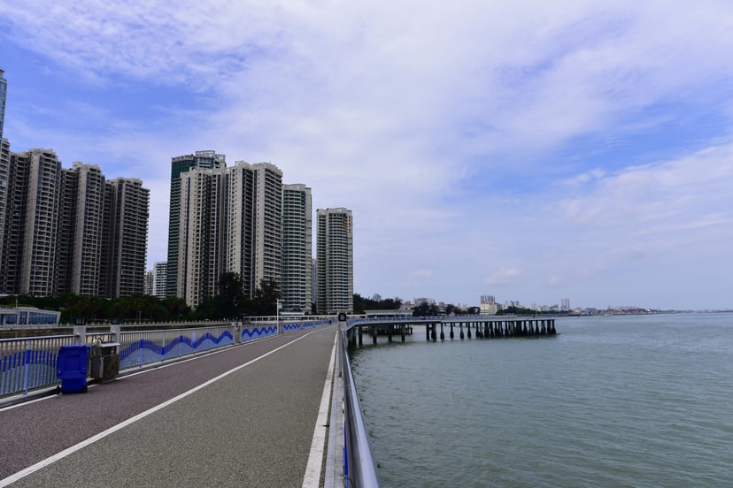 Skyscrapers along the waterfront at Beihai, China