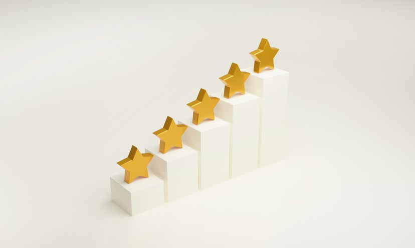 5 Gold stars on plinths