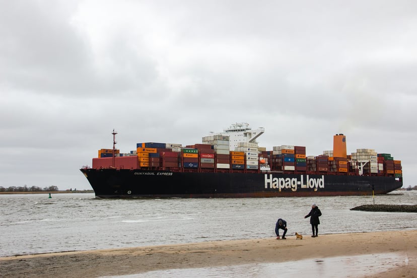 A Hapag-Lloyd container ship at sea