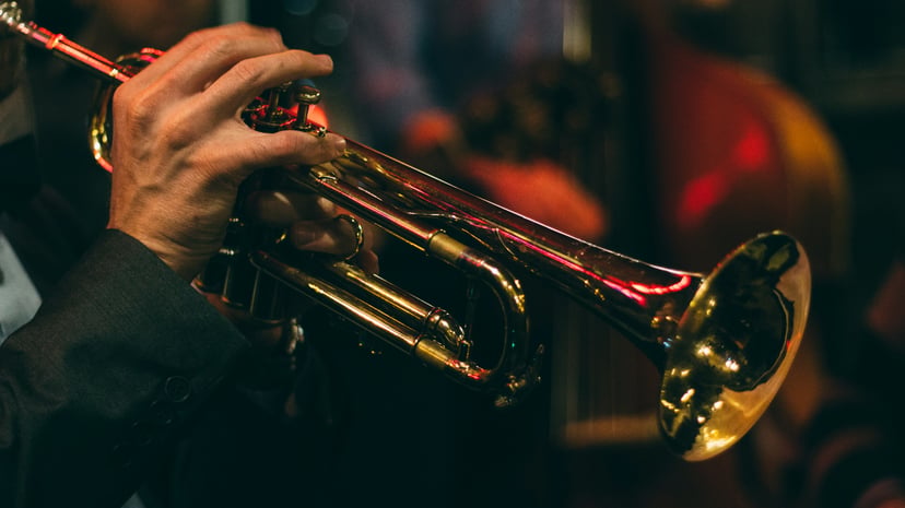 A jazz musician playing the trombone