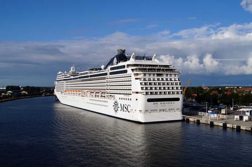 MSC's cruise ship, Magnifica in a dock