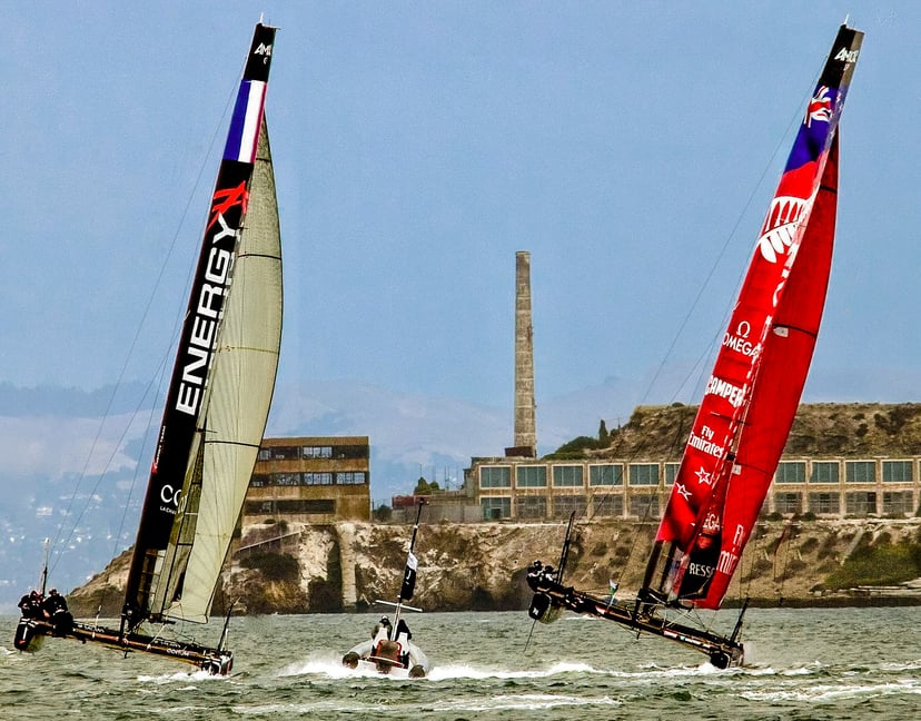 Yachts sailing in the America's Cup