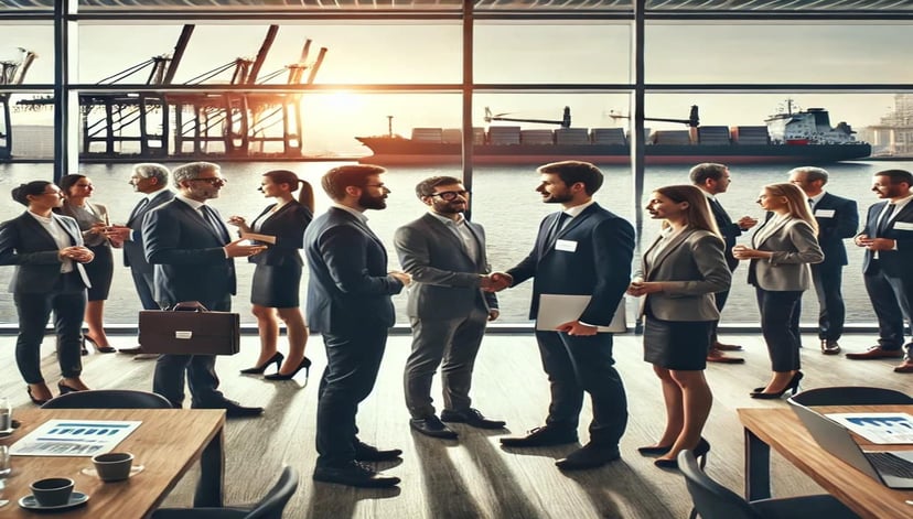 a maritime industry networking event at an office based in a port