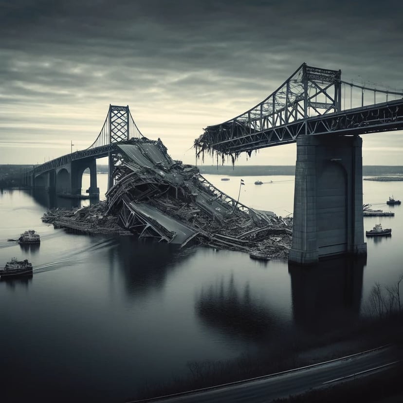AI generated image of the collapsed Francis Scott Key Bridge