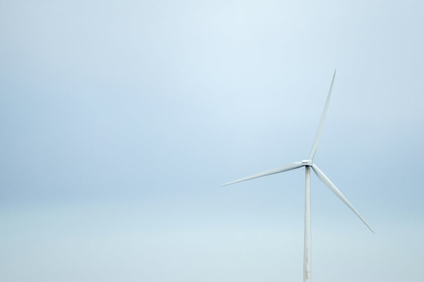 Close up of a wind turbine's blades