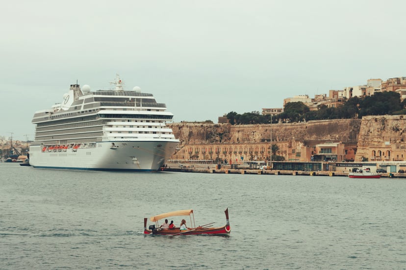 A cruise ship docket in Valletta Port, Malta