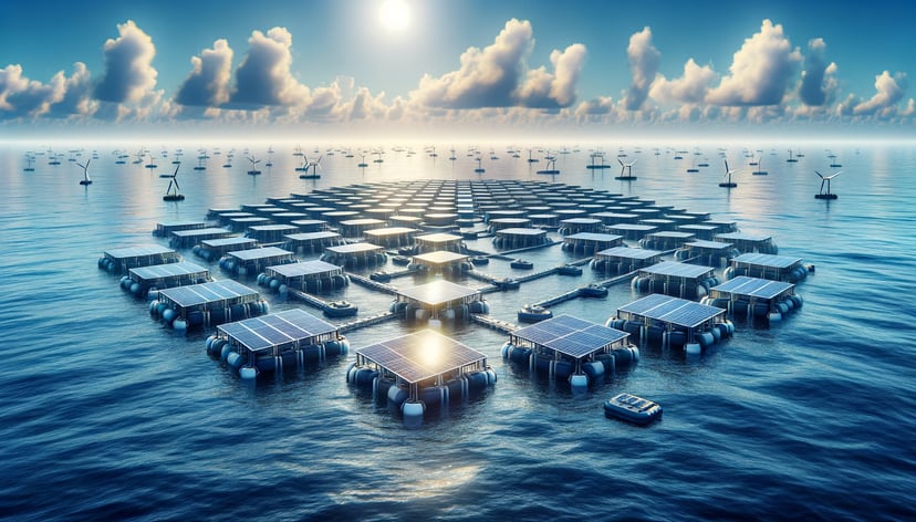 AI generated image of an offshore solar project