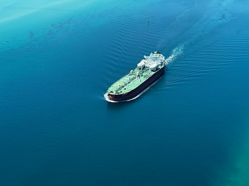 Large oil tanker at sea