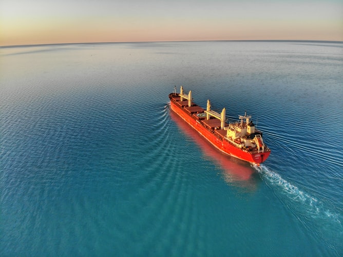 Aerial view of a bulk carrier