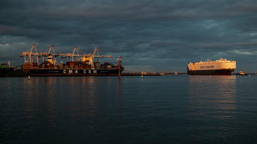The Port of Melbourne under an overcast sky