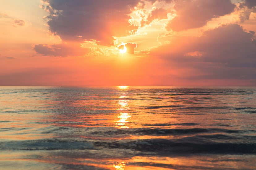 A stunning orange sunset over the ocean