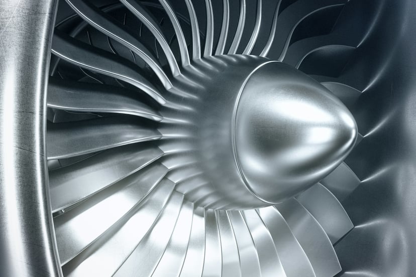 Close up of a turbine's properllers