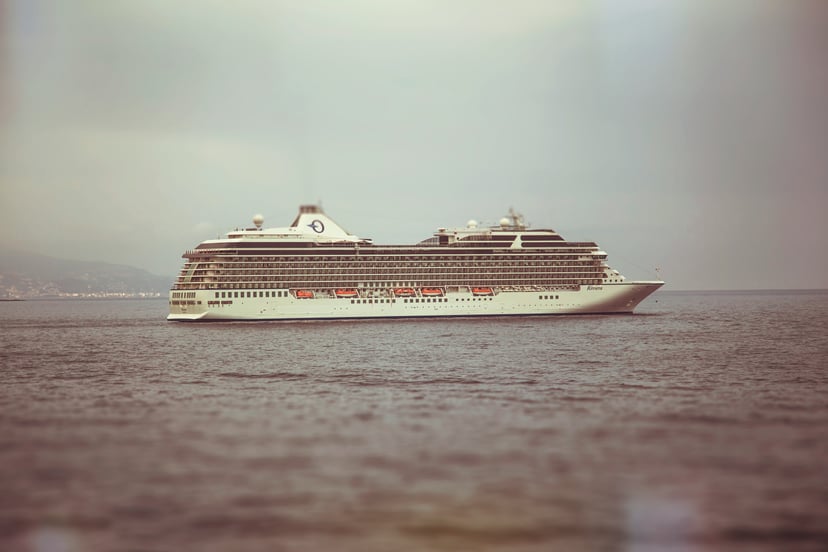 The Sun Princess cruise ship at sea on an overcast day