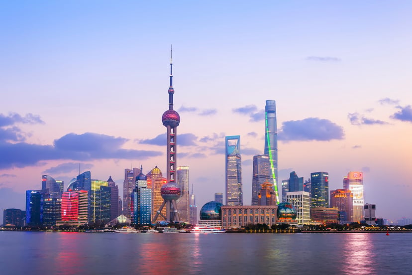 Shanghai Pudong skyline at dusk