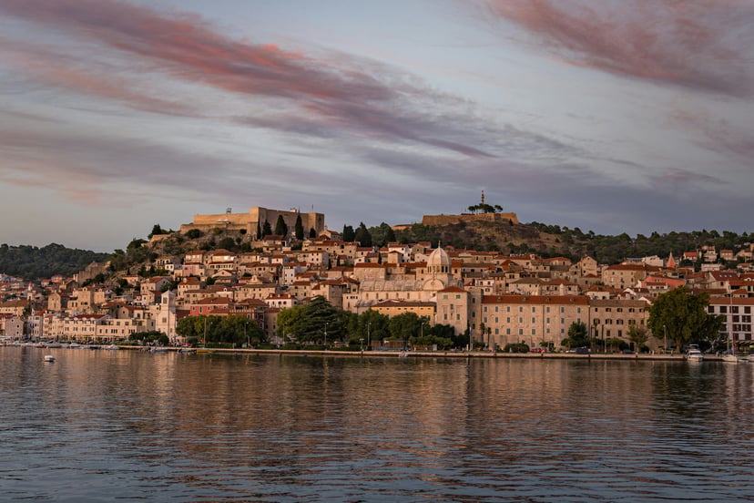The town of Sibenik, Croatia as seen from the water