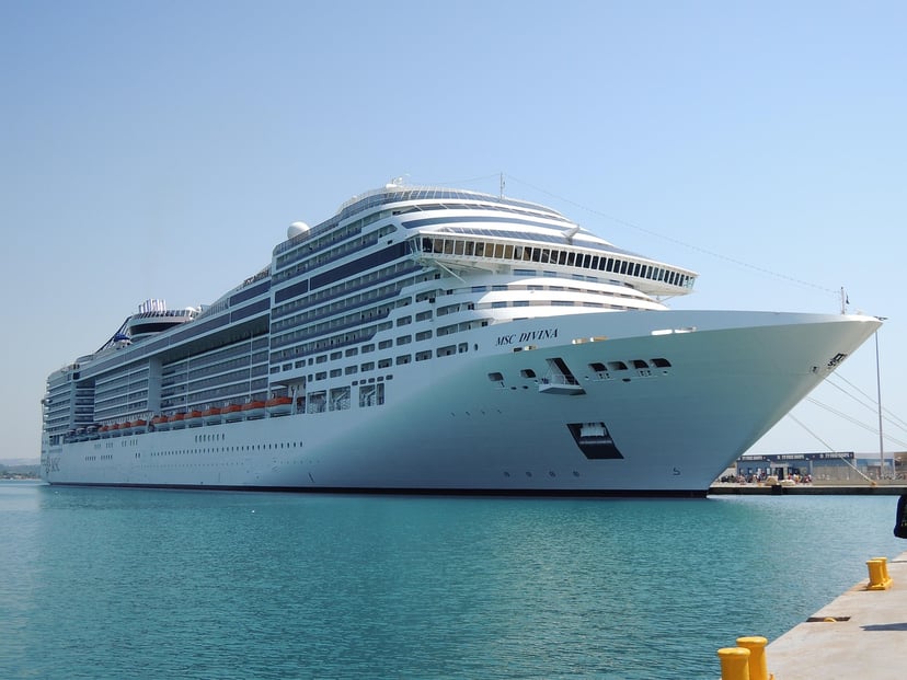 The MSC Divina cruise ship moored in a port