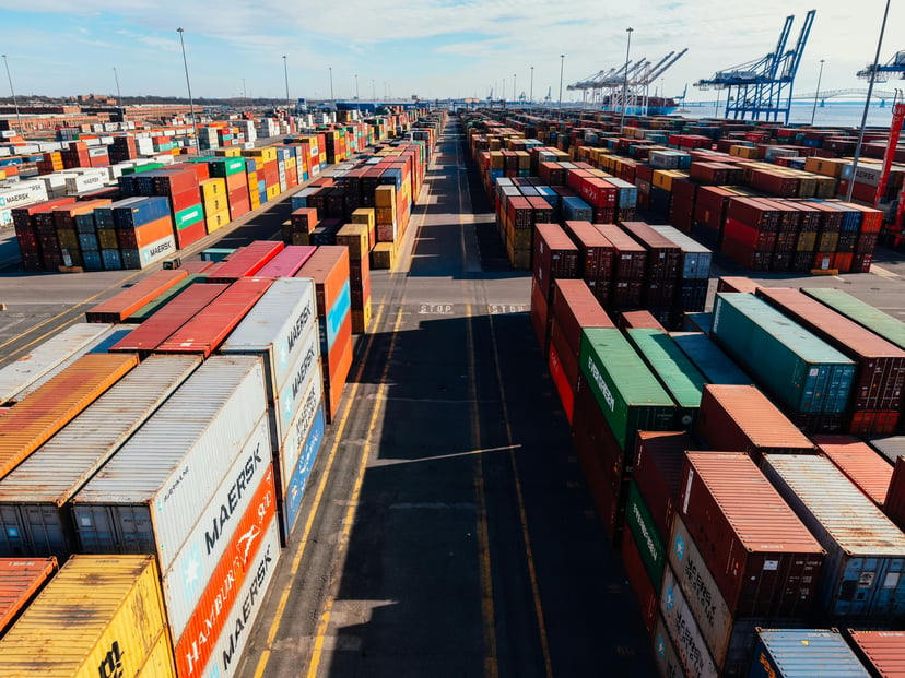 A view across container at the Port of Baltimore