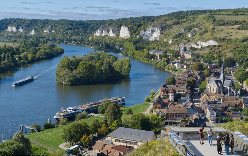 River cruise boats on an idyllic river in France