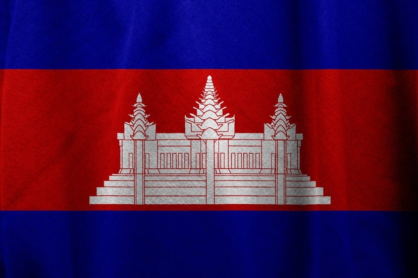 A close up of the flag of Cambodia