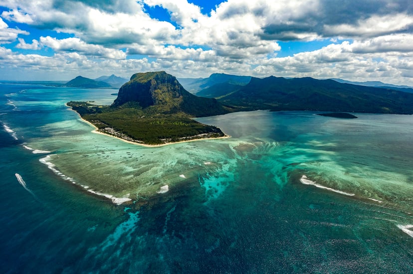 A view across Mauritius from the ocean