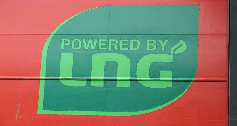 A 'powered by LBG' logo on the side of a vessel