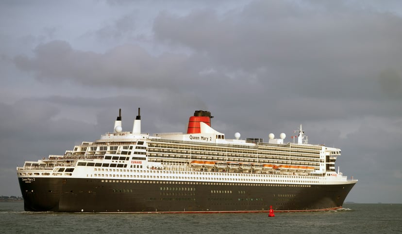 Cunard cruise ship, the Queen Mary 2 at sea