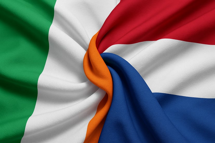 The Irish and Dutch flags intertwined 