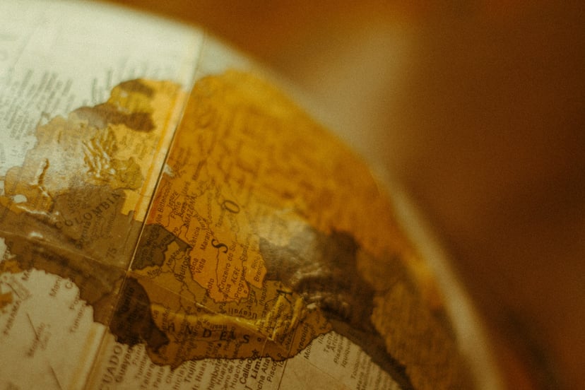 A world globe showing Latin America